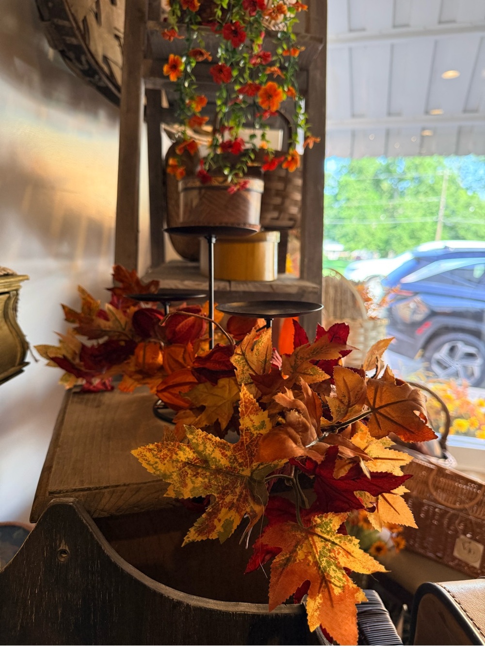 Autumn Maple Leaf three tier candle stand - Orange Fall Home Accent